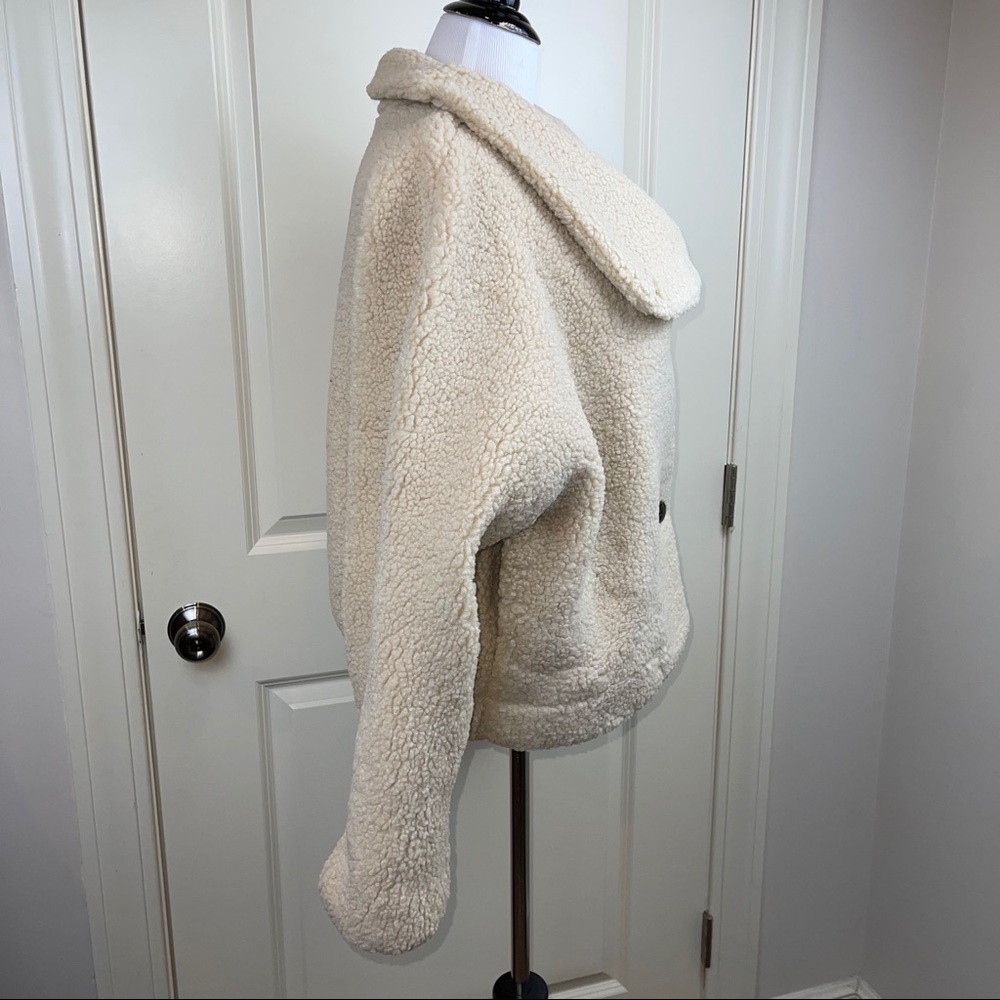Free People Izzy Wrap Teddy Jacket Ecru Ivory - Picture 9 of 17